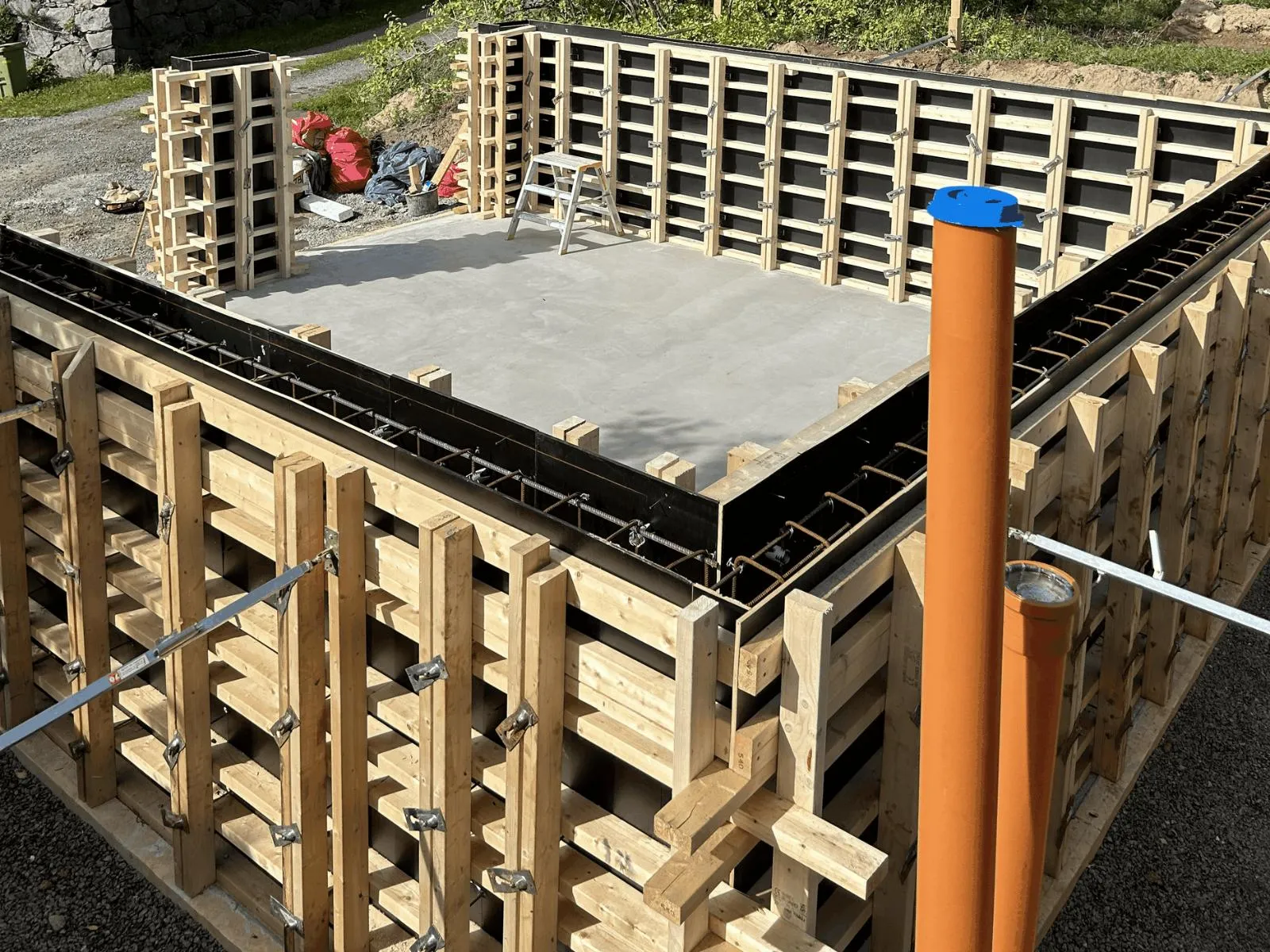 Formning av betonggrund för nybyggnation